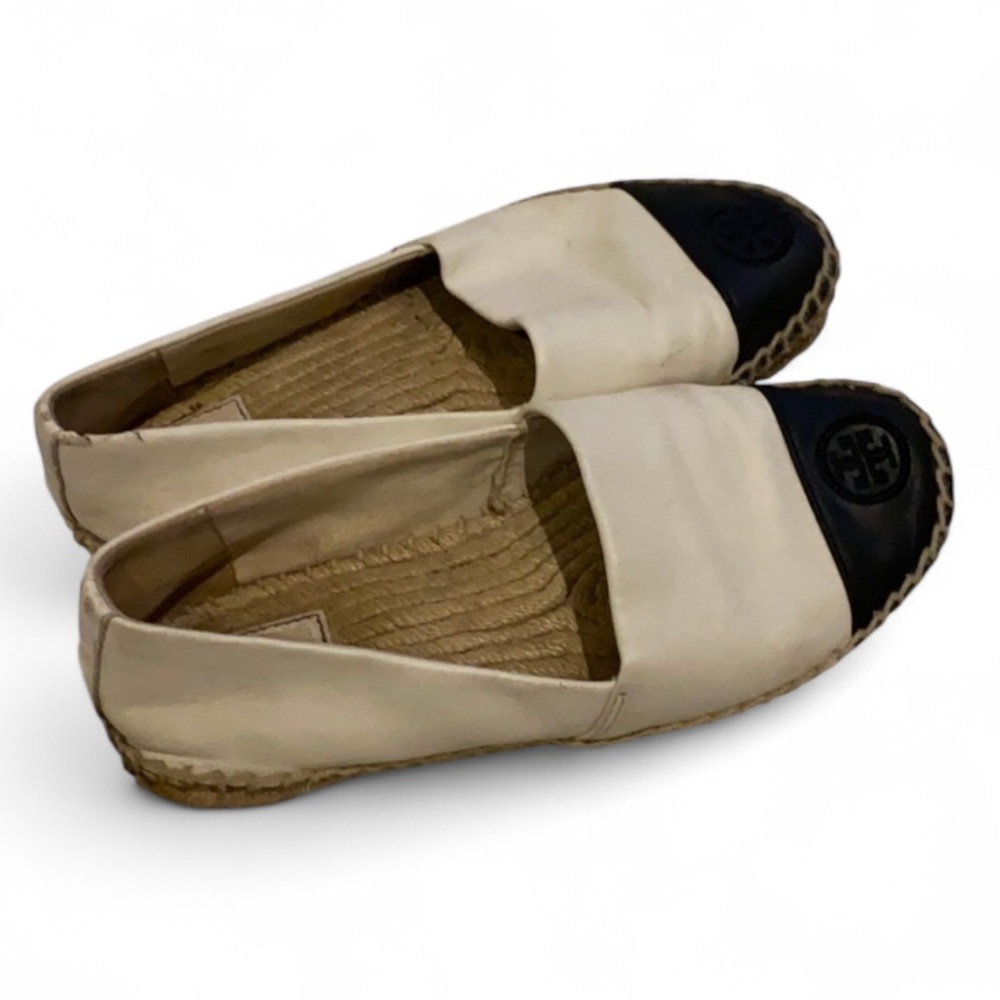 Tory Burch White and‎ Black Espadrilles